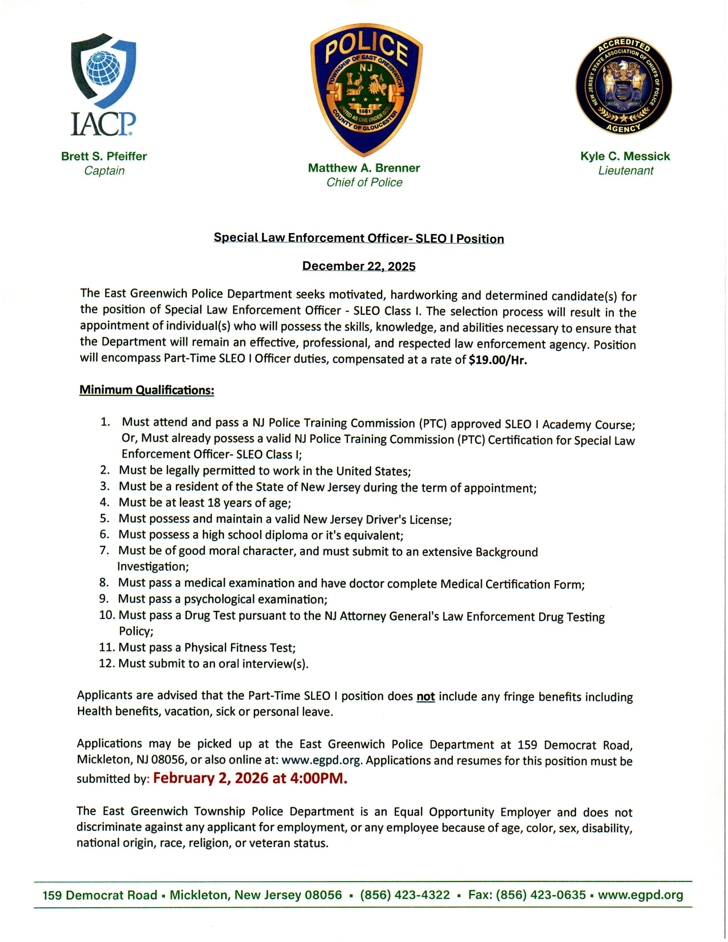 East Greenwich Township Police Department, NJ Public Safety Jobs