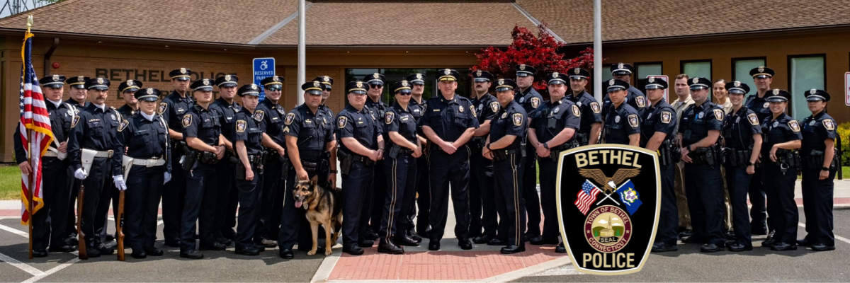 Bethel CT Police Officers in front of department