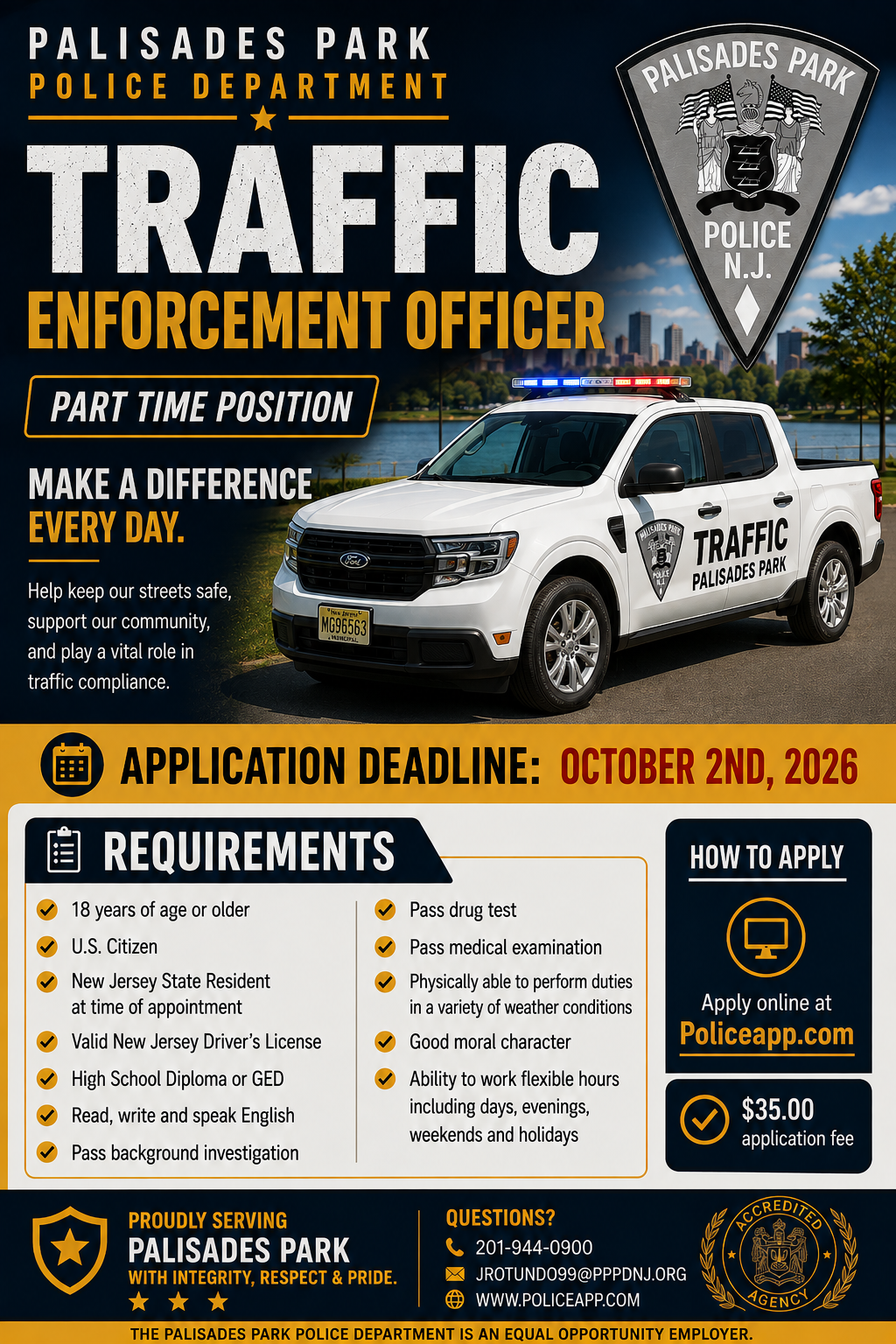 Palisades Park Police Department, NJ Public Safety Jobs
