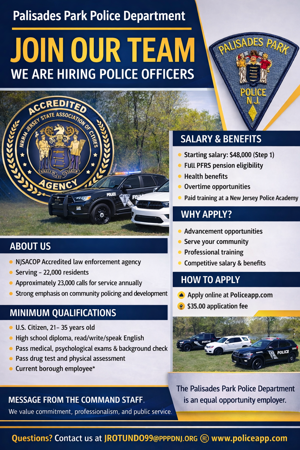 Palisades Park Police Department, NJ Public Safety Jobs