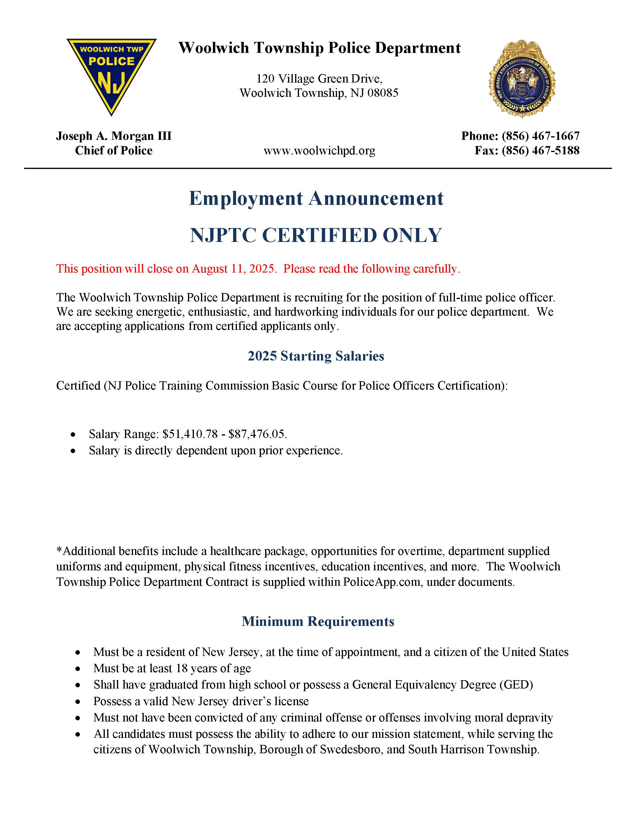 Woolwich Township Police Department , NJ Public Safety Jobs