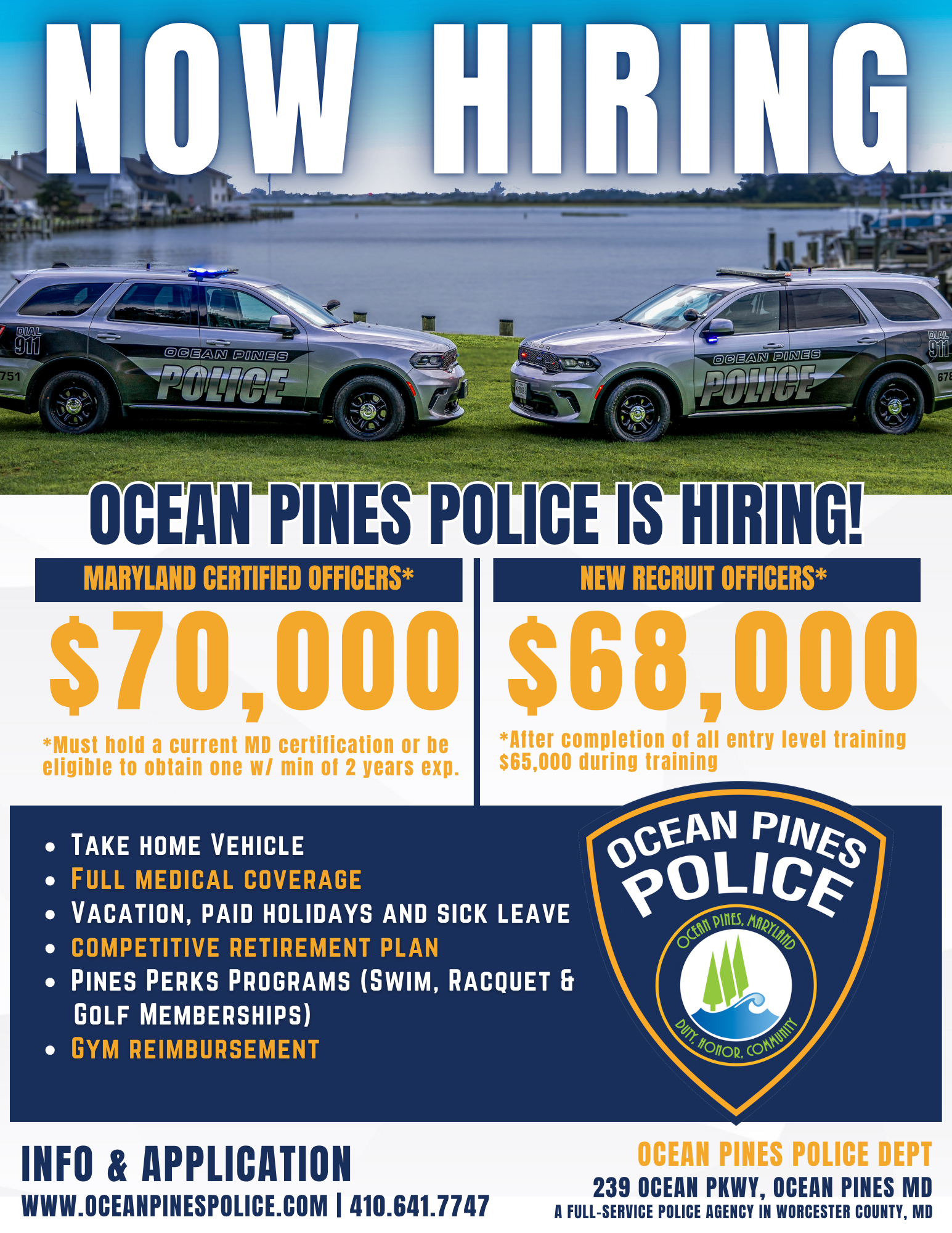 Ocean Pines Police Department, MD Public Safety Jobs