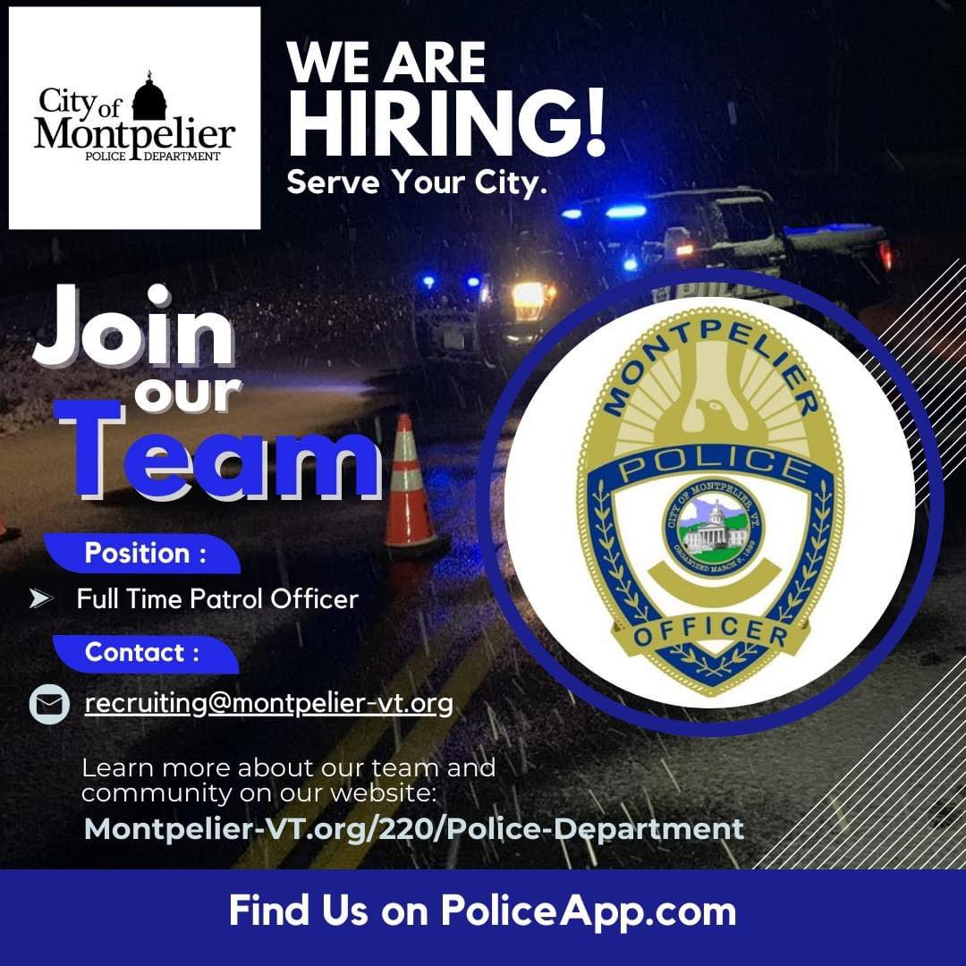 City of Montpelier Police Department, VT Public Safety Jobs