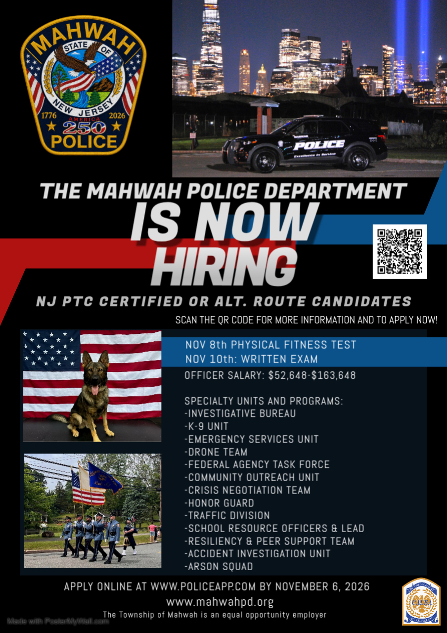 Mahwah Police Department, NJ Public Safety Jobs