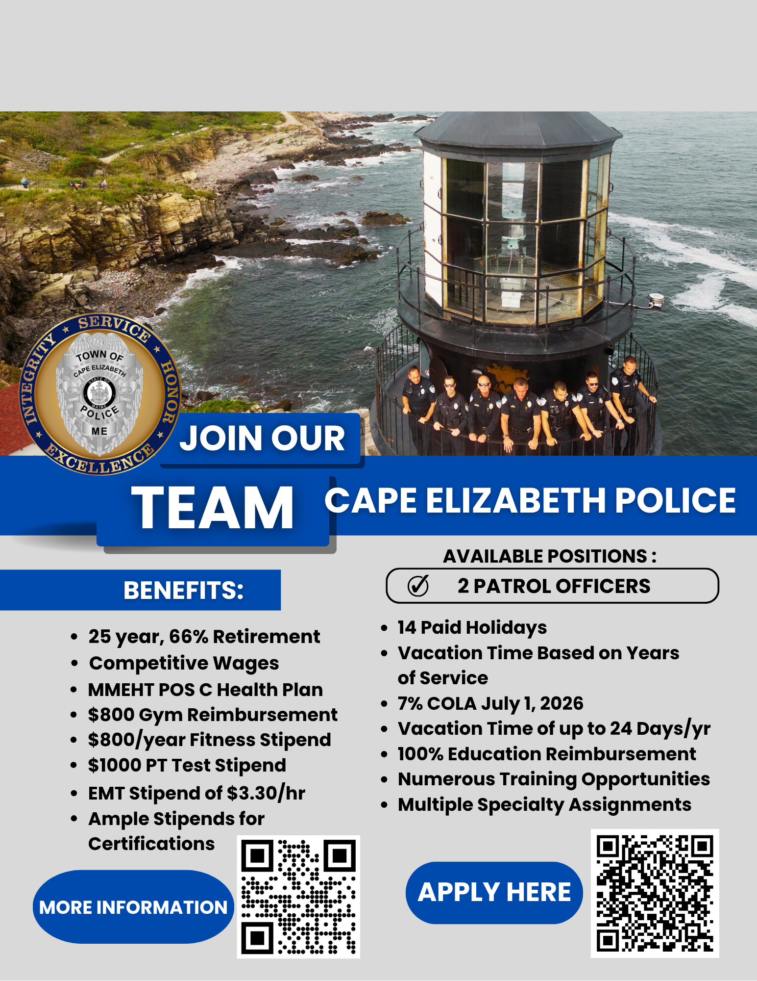 Cape Elizabeth Police Department, ME Public Safety Jobs