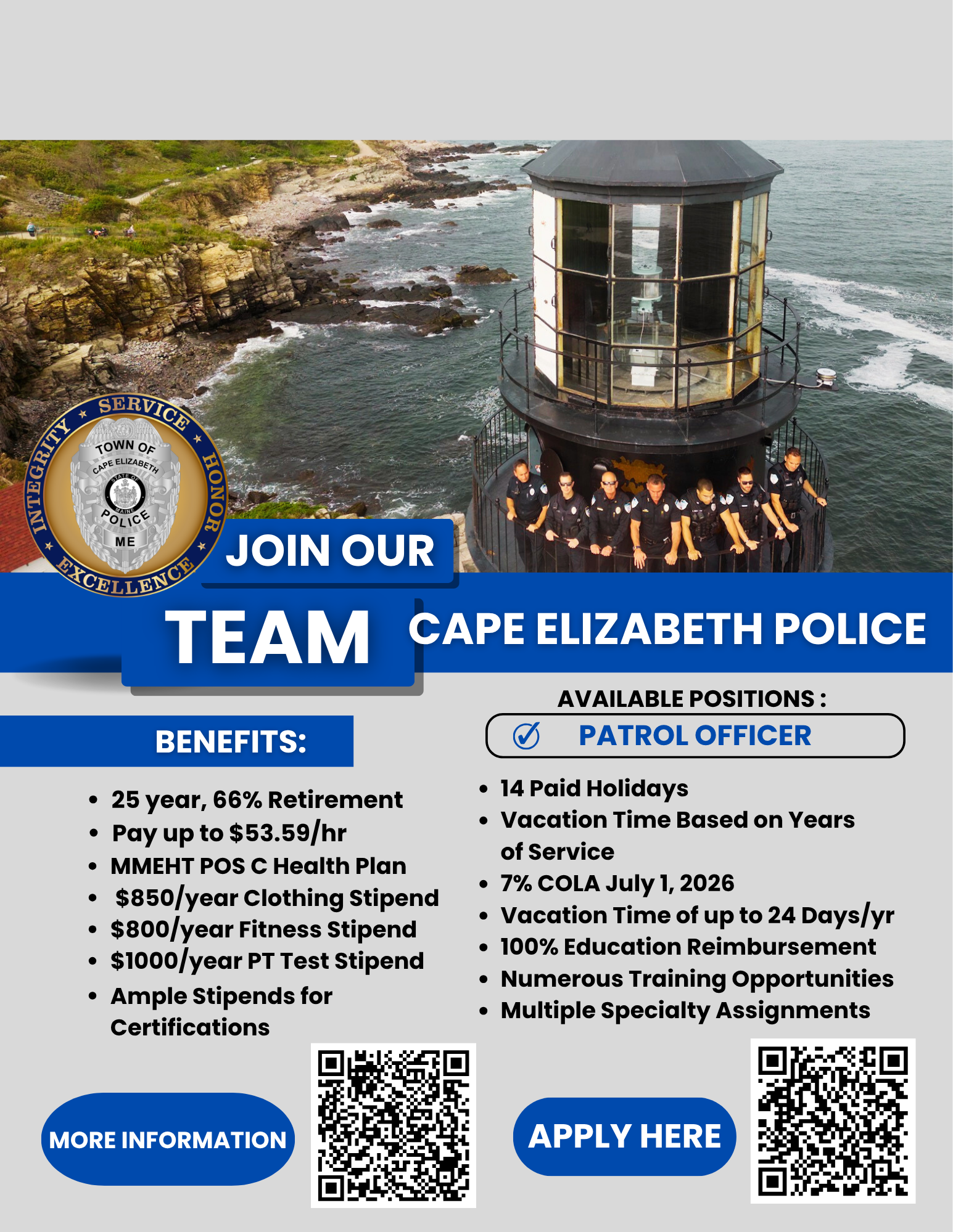 Cape Elizabeth Police Department, ME Public Safety Jobs
