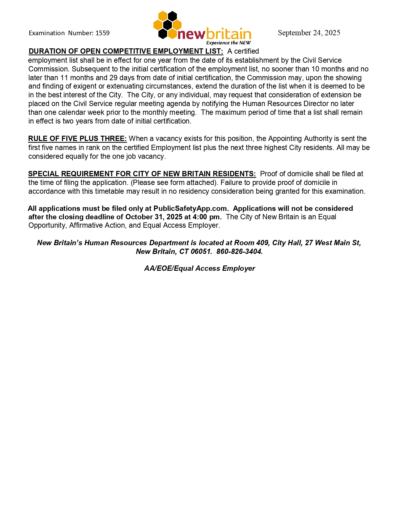 New Britain Public Safety Telecommunications Center, CT Public Safety Jobs