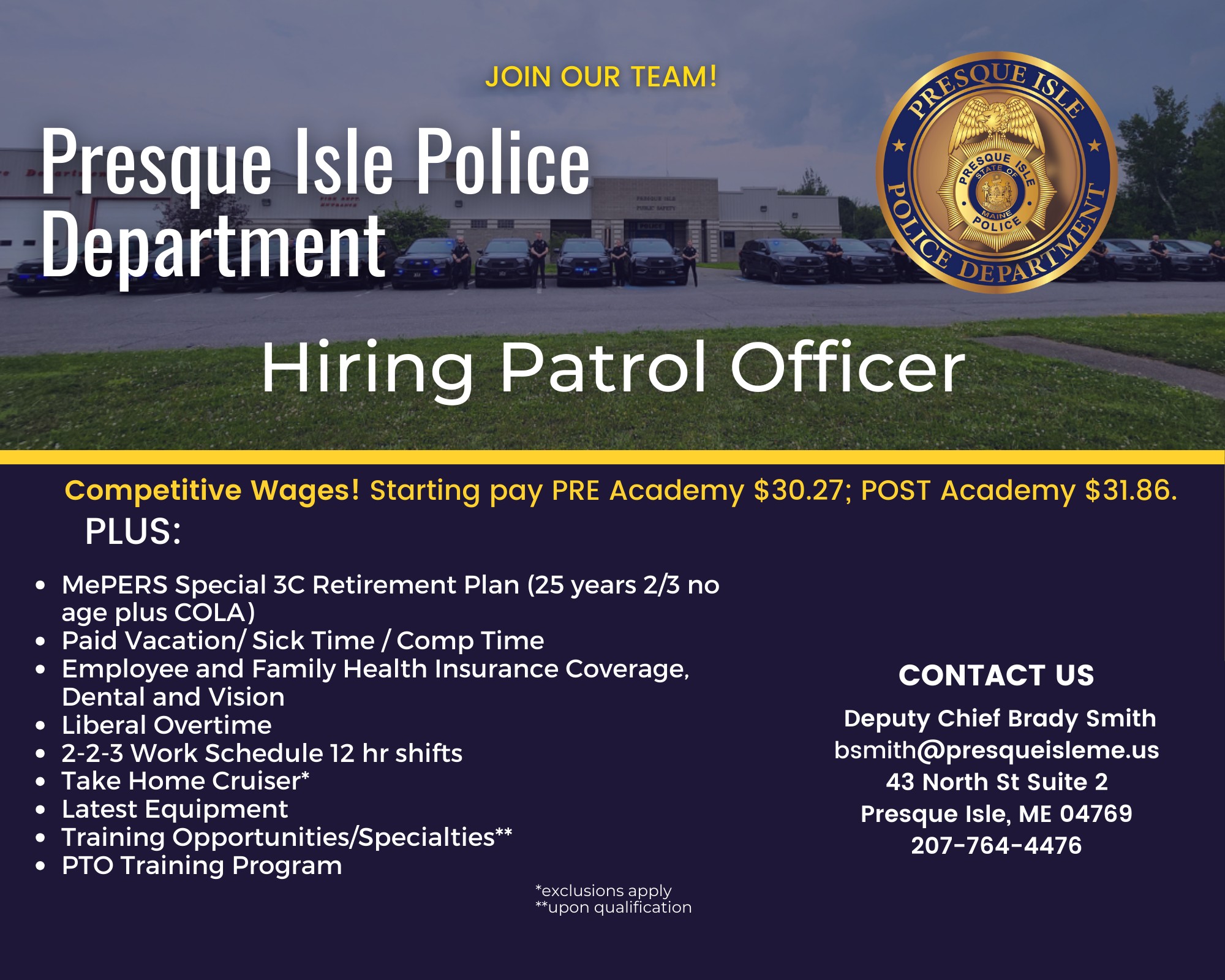 Presque Isle Police Department, ME Public Safety Jobs