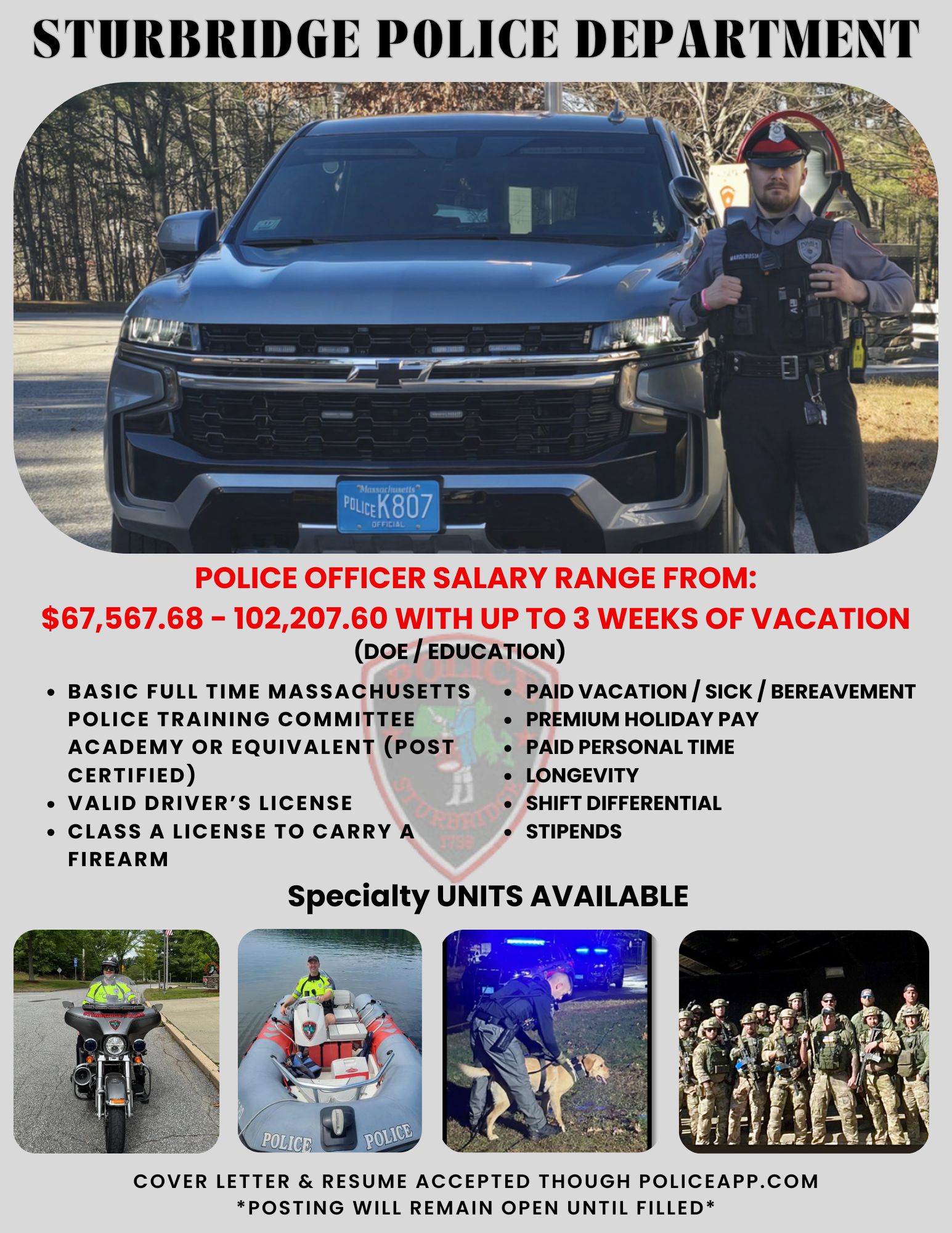 Sturbridge Police Department, MA Public Safety Jobs