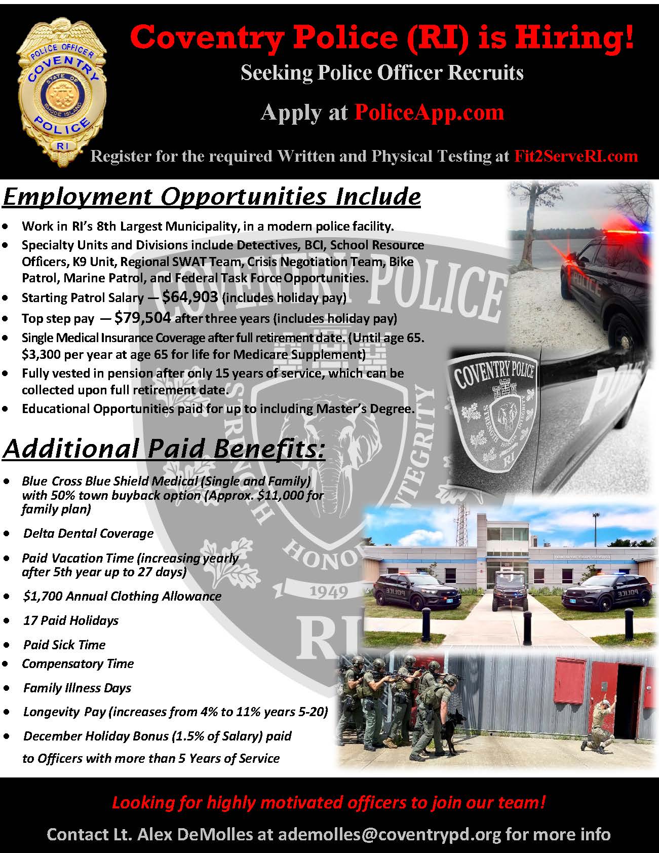 Coventry RI Police Department, RI Public Safety Jobs