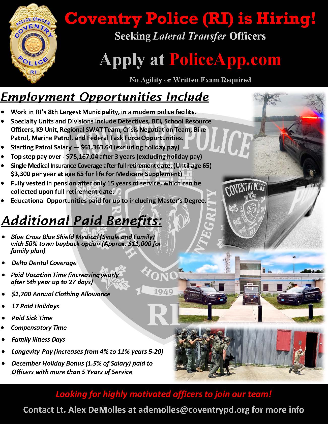 Coventry RI Police Department, RI Public Safety Jobs