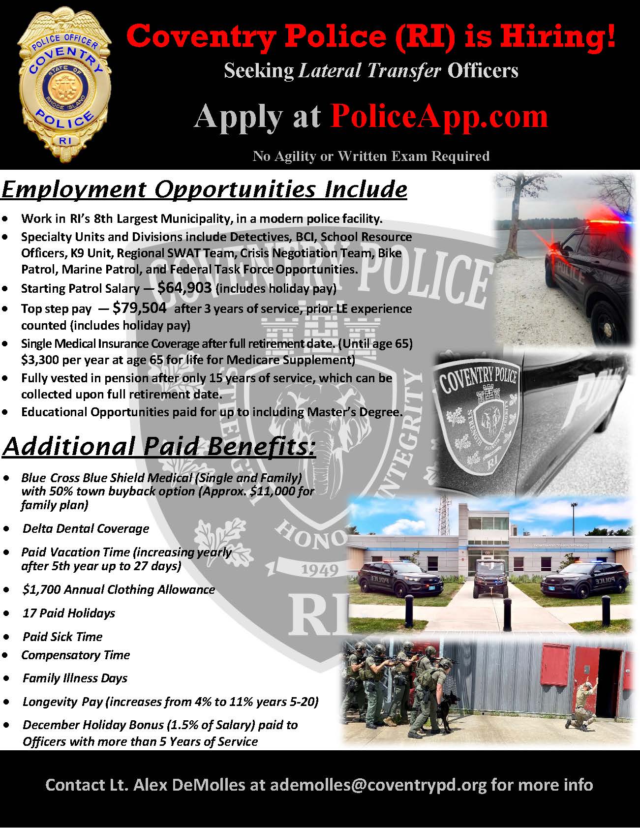 Coventry RI Police Department, RI Public Safety Jobs