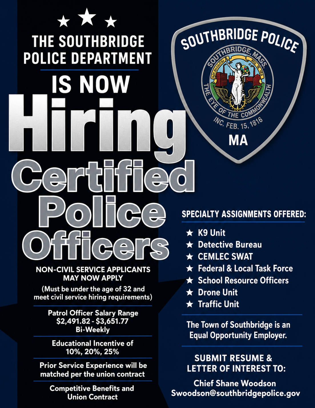 Southbridge Police Department, MA Public Safety Jobs