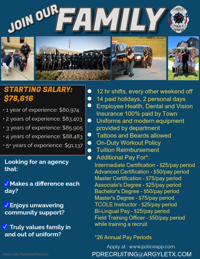 Argyle Police Department, TX Public Safety Jobs