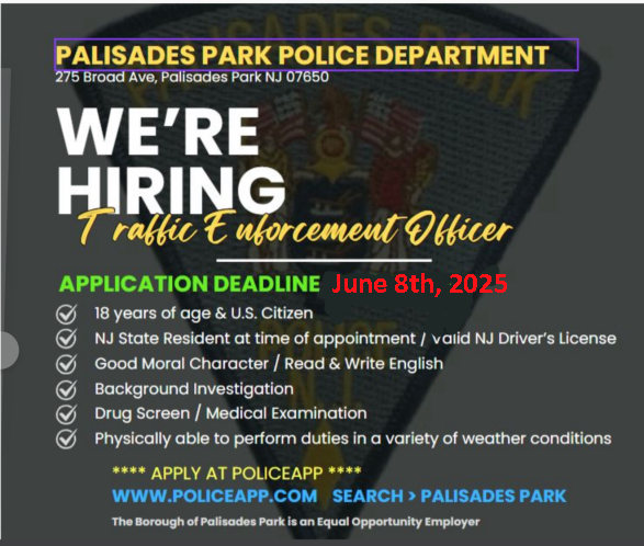 Palisades Park Police Department, NJ Public Safety Jobs