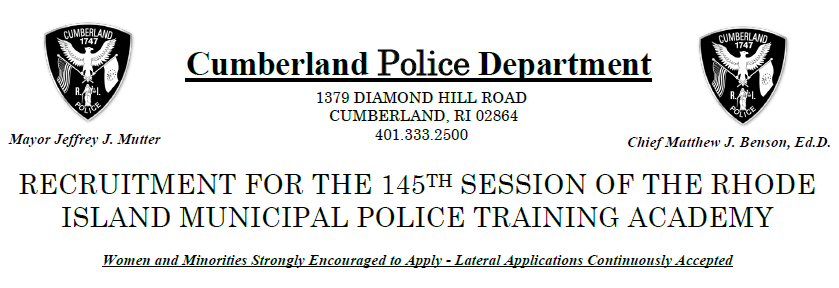 Cumberland Police Department, RI Public Safety Jobs