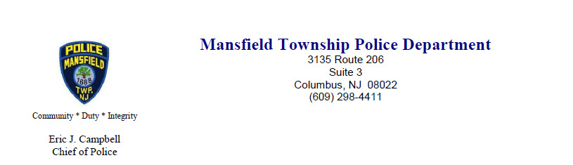 Mansfield Township Police Department (Burlington County), NJ Public Safety Jobs