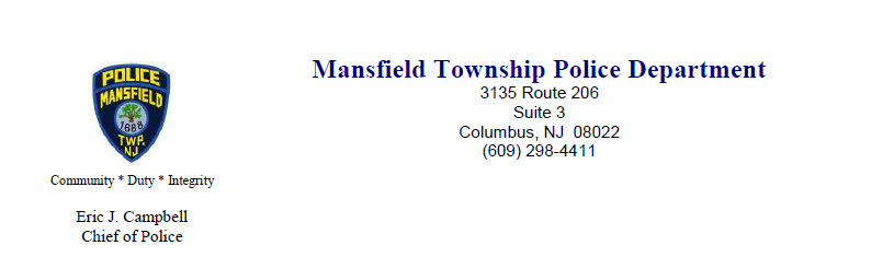 Mansfield Township Police Department (Burlington County), NJ Public Safety Jobs