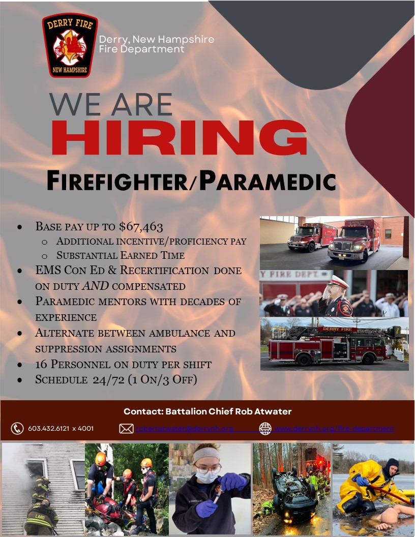 Derry, NH Firefighter/Paramedic Job | PublicSafetyApp