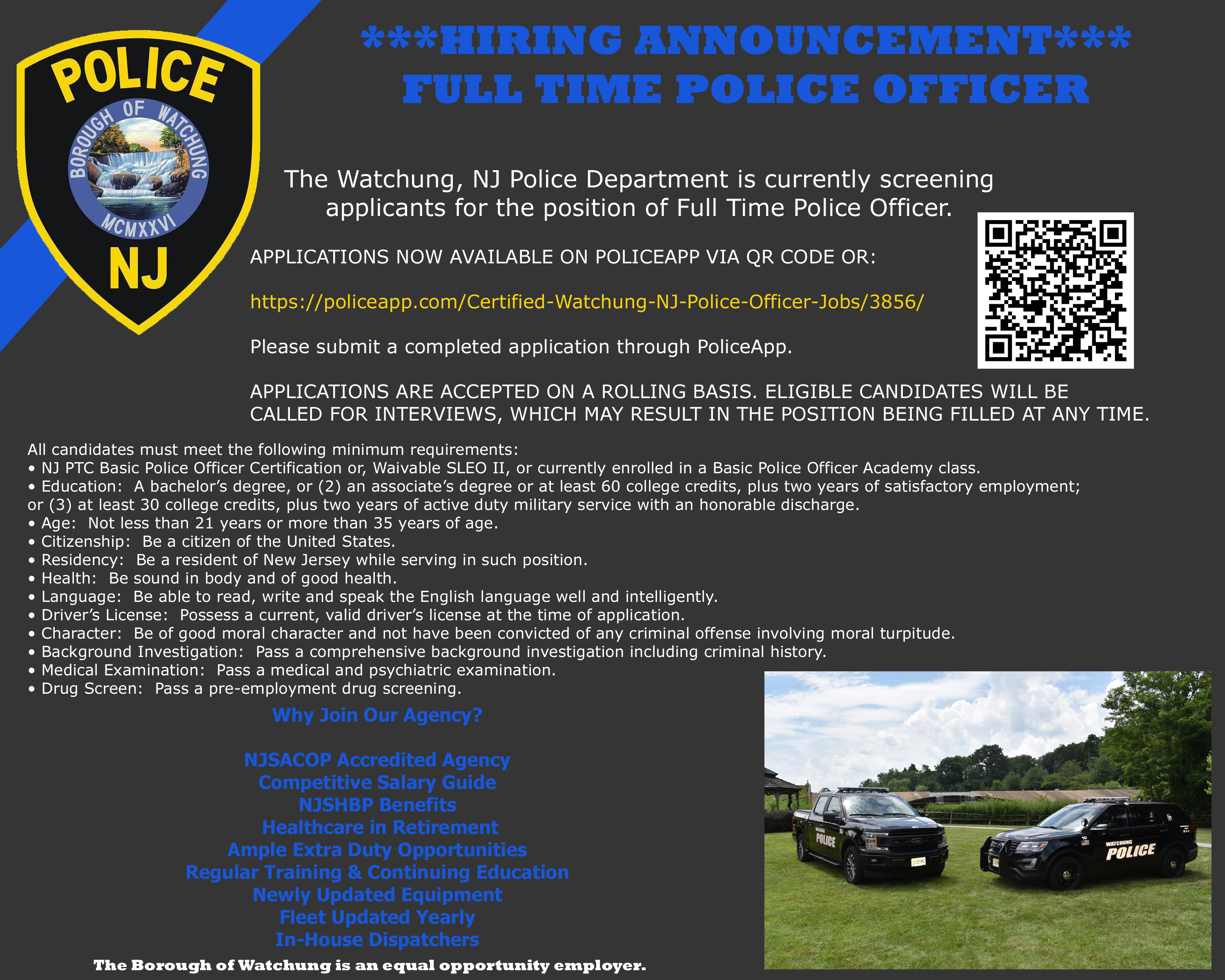 Watchung Police Department, NJ Public Safety Jobs