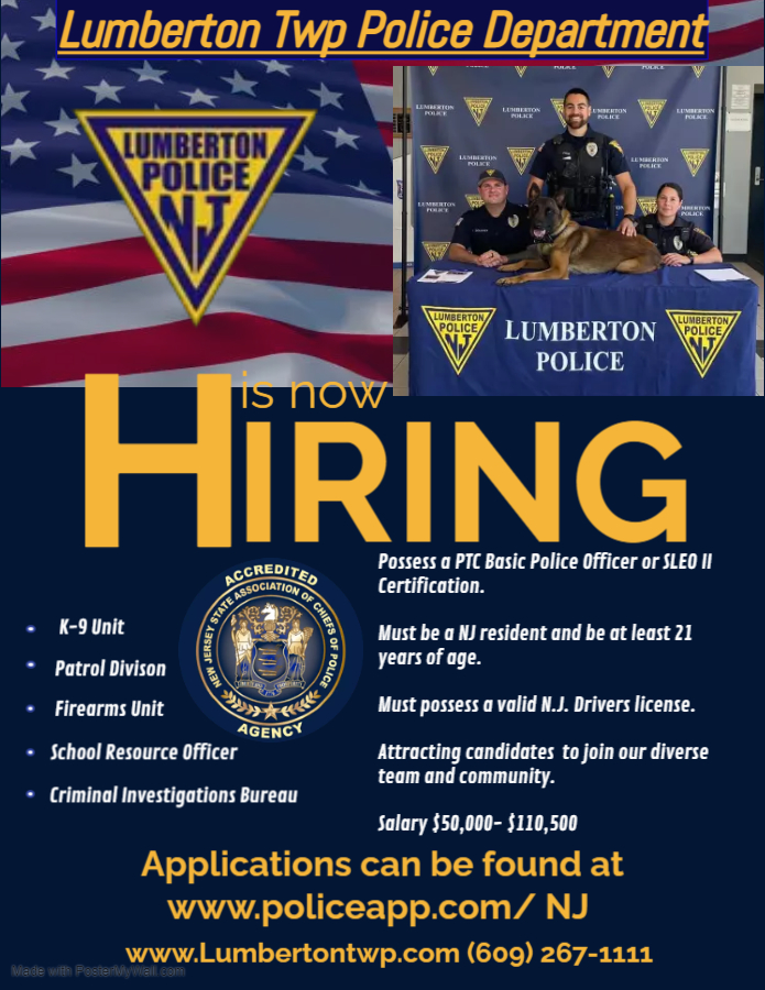 Lumberton Township Police Department, NJ Public Safety Jobs