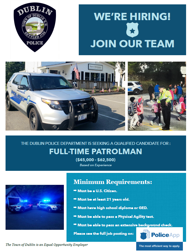 Dublin Police Department, NH Public Safety Jobs