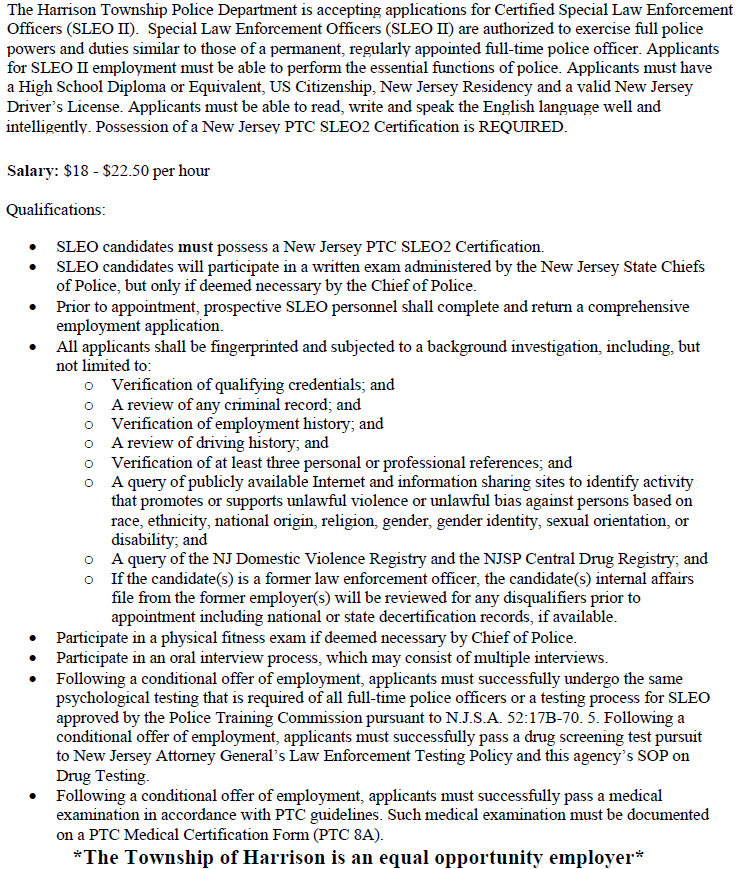 Harrison Township, NJ Public Safety Jobs